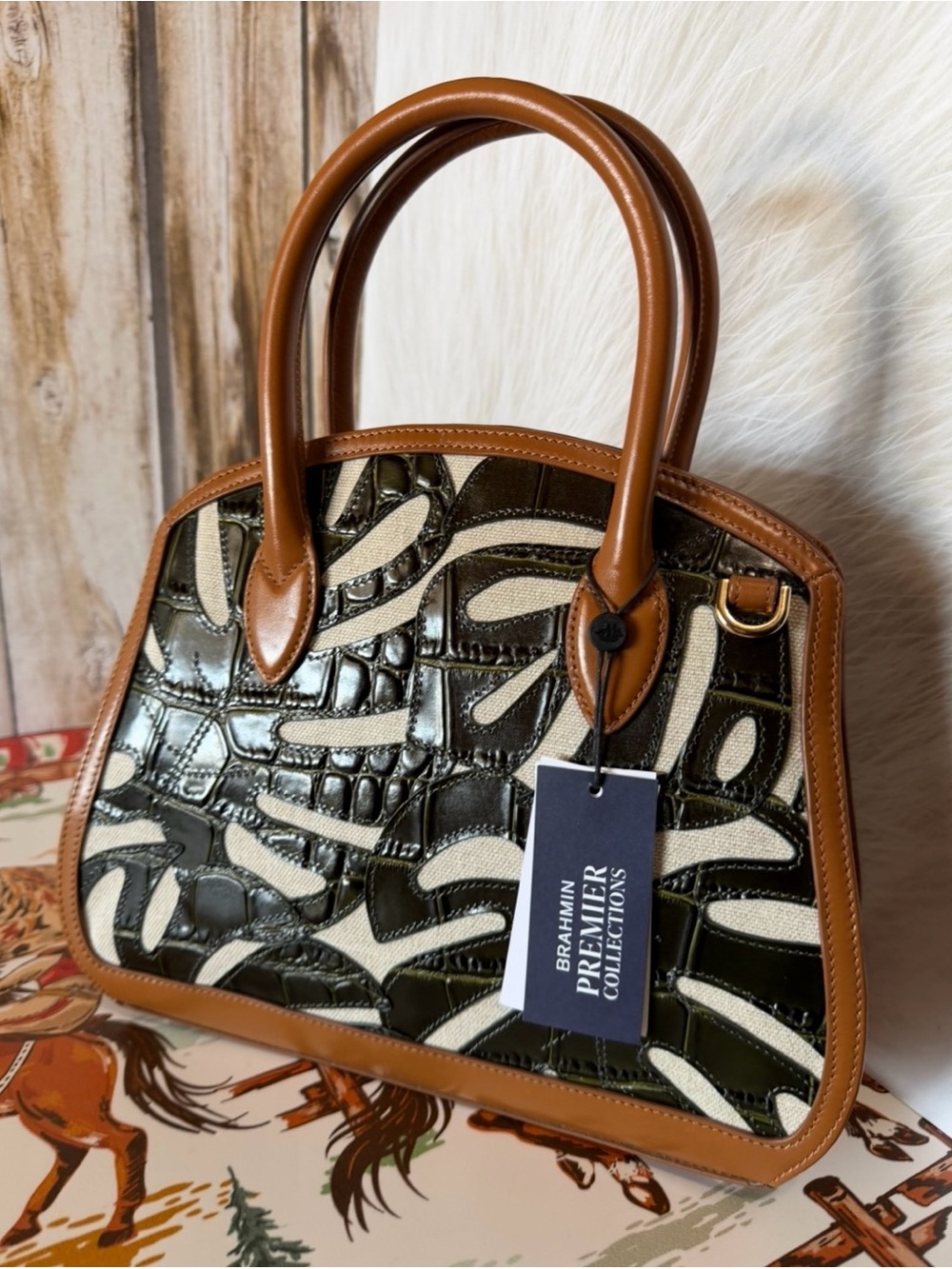FIRM Brahmin Rosetta Cacti Green Abrigado Leather NWT $445 - Picture 9 of 16